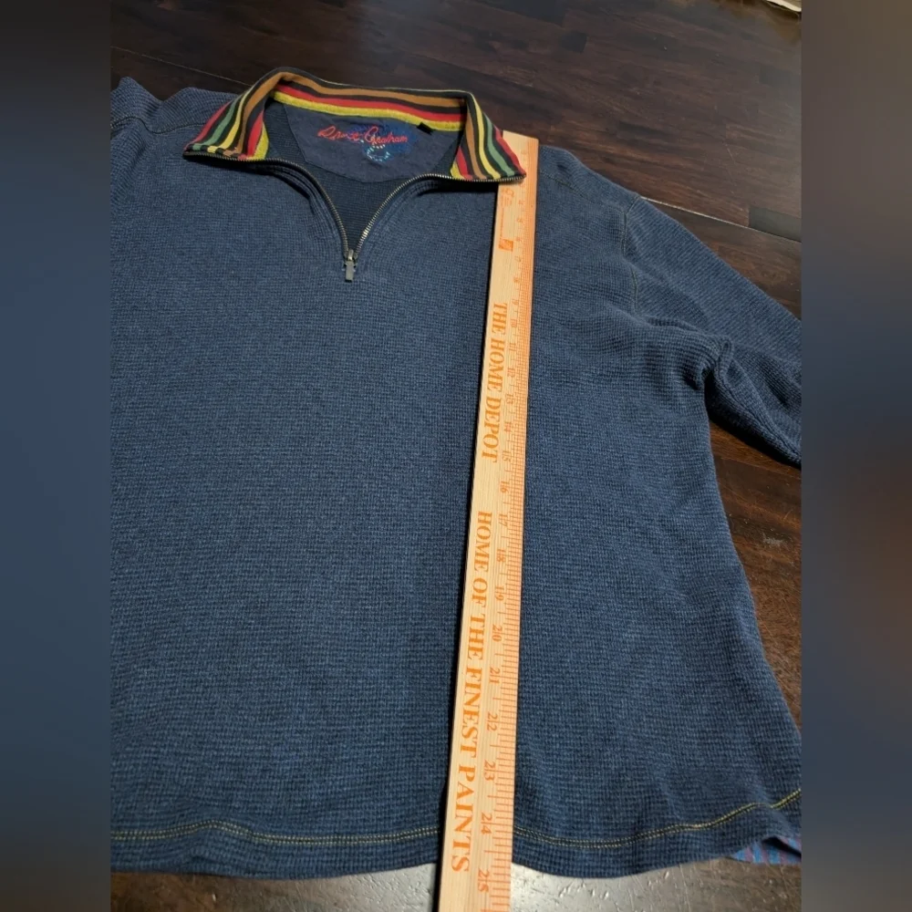 Robert Graham Blue Quarter-Zip Pull-Over Sweater, Men's Large